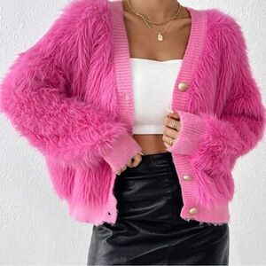 Cute pink fuzzy puffer